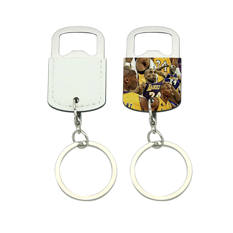 Sublimation Leatherette Stainless Steel Bottle Opener Keychain